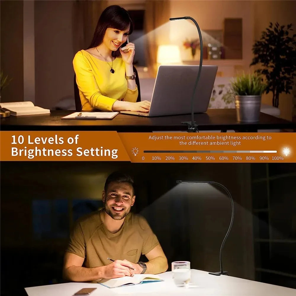 Dimmable Double Head LED Clip Desk Lamp | Brighten Your Workspace