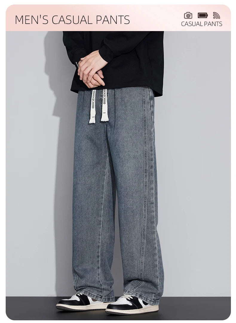 Men's Distressed Wide Leg Jeans | Casual Autumn Winter Style