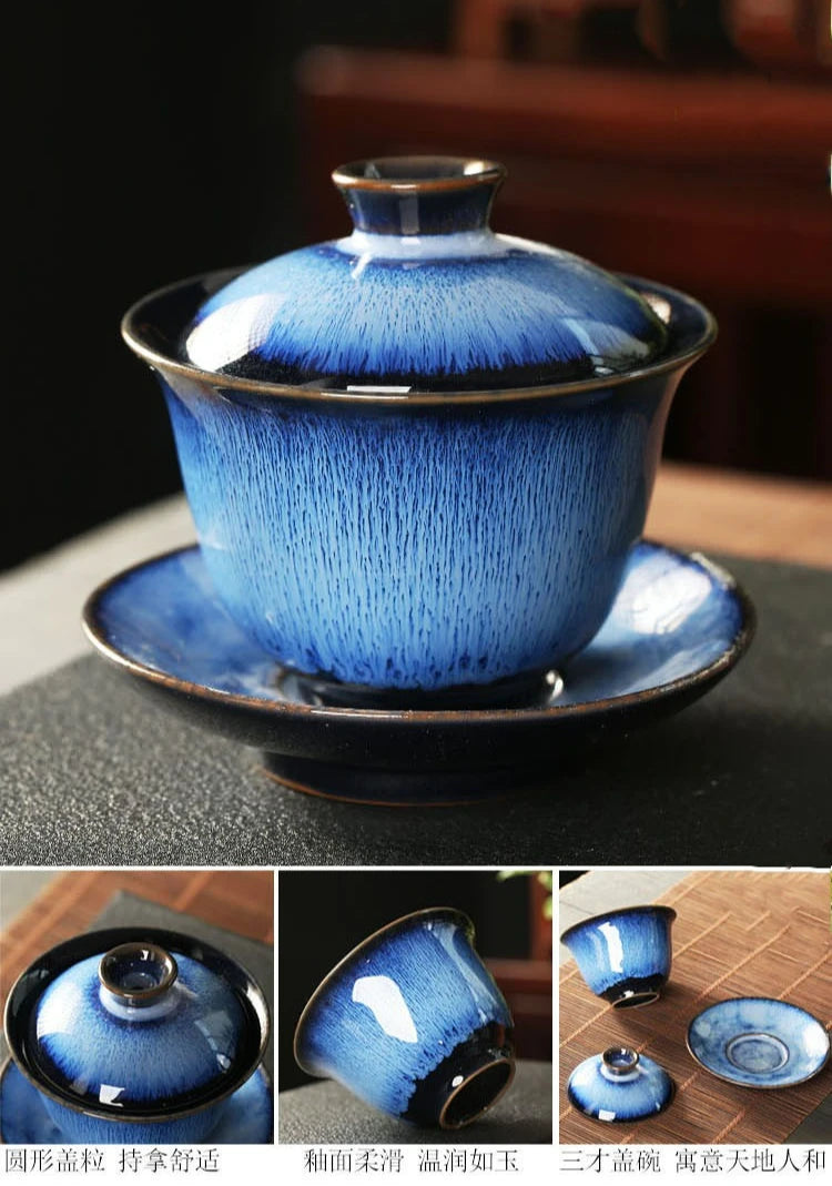Elegante Juego de Té Kungfu Gaiwan de Cerámica Vintage | Perfecto para Ceremonia