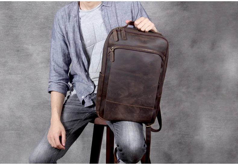 Vintage Genuine Leather Backpack for Men | Stylish Daily Rucksack
