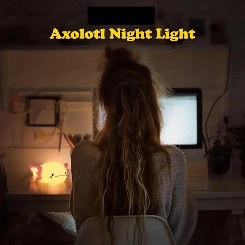Cute Axolotl Night Light | Touch Control USB Rechargeable Lamp