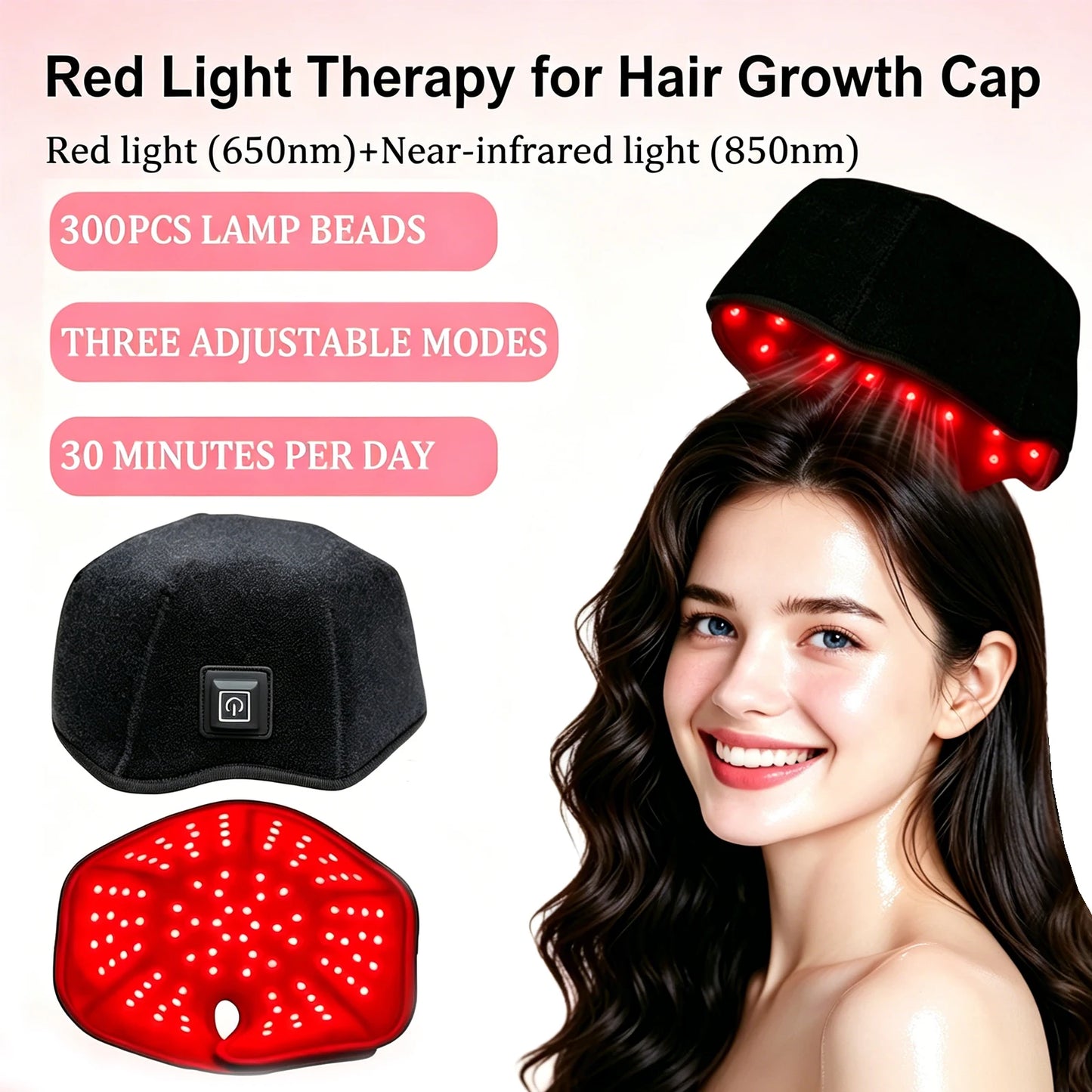 Near Infrared Red Light Therapy Cap for Hair Growth & Relaxation