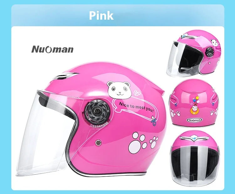 Casco Infantil de Medio Rostro con Diseño de Caricaturas | Seguridad y Diversión para Niños