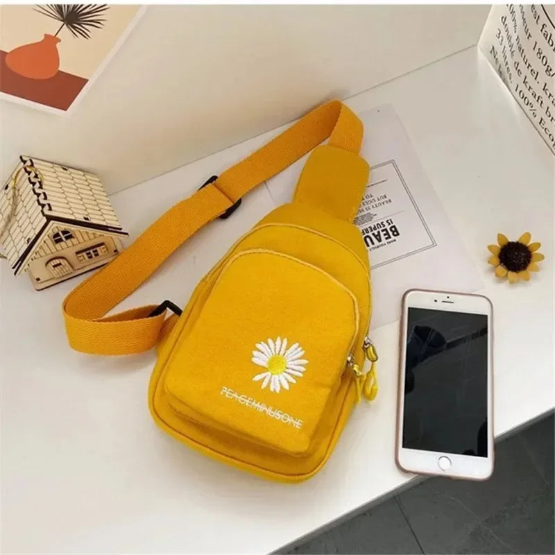 Stylish Embroidered Canvas Chest Bag | Women’s Daily Crossbody Bag