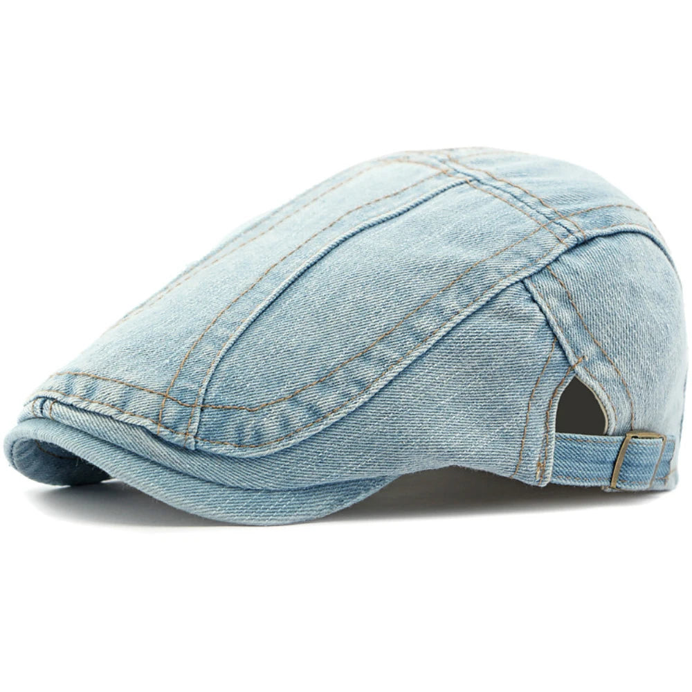 Unisex Adjustable Denim Beret Hat | Stylish Artist Cap
