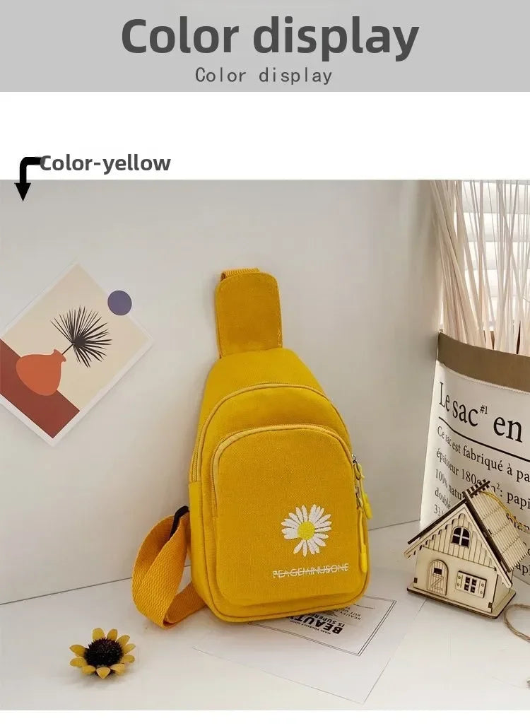 Stylish Embroidered Canvas Chest Bag | Women’s Daily Crossbody Bag