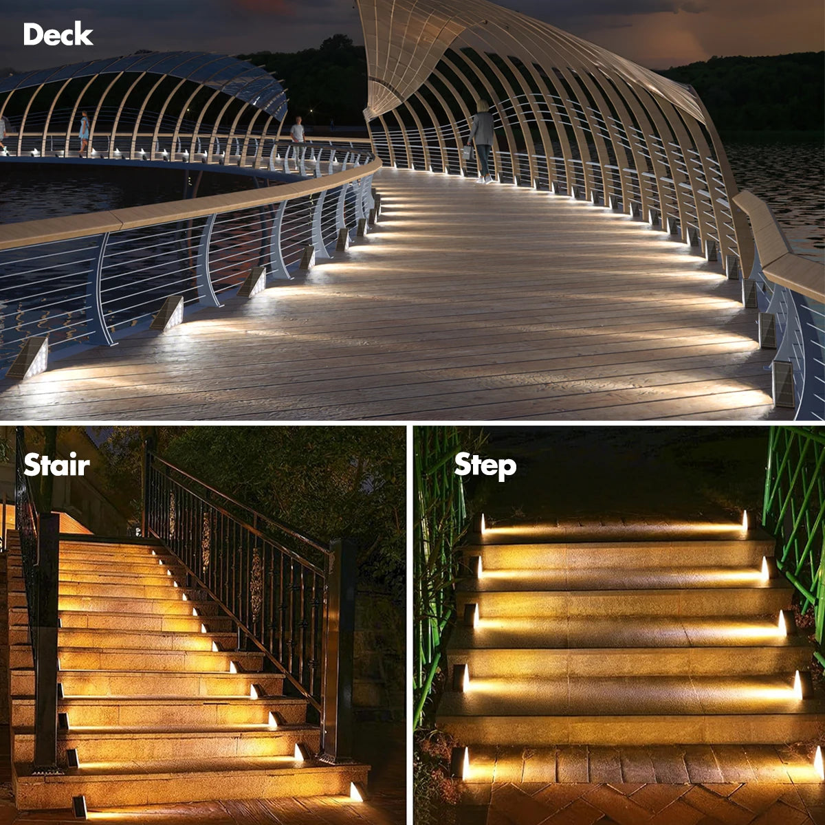Luces solares para escalones de exterior | Solución de iluminación automática impermeable