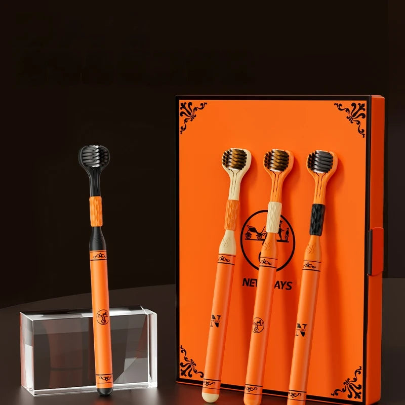 Soft-Bristled Three-Sided Toothbrushes Gift Set - 4 Pack