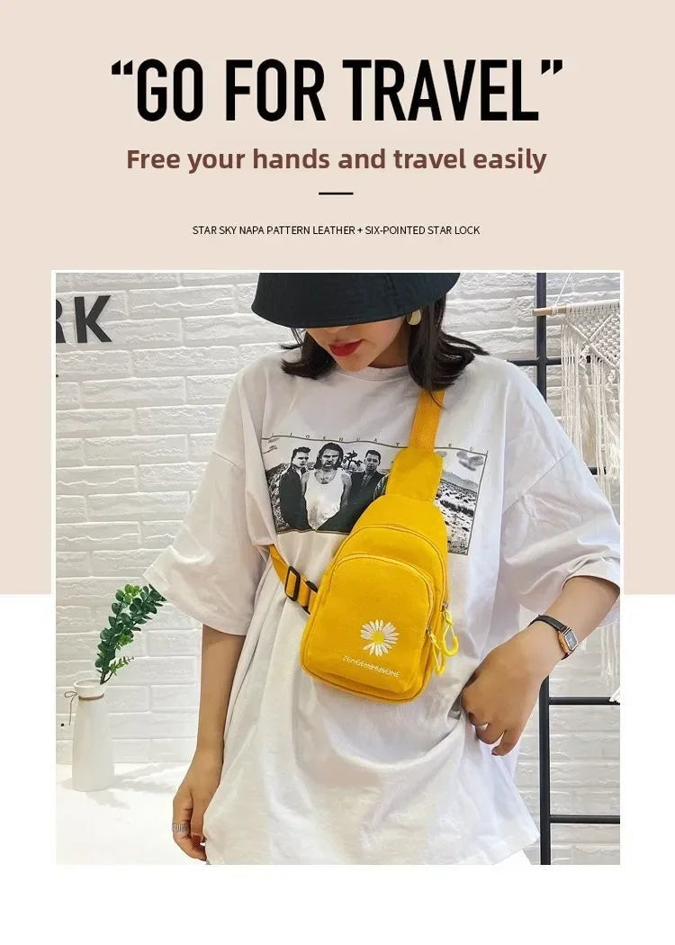 Stylish Embroidered Canvas Chest Bag | Women’s Daily Crossbody Bag