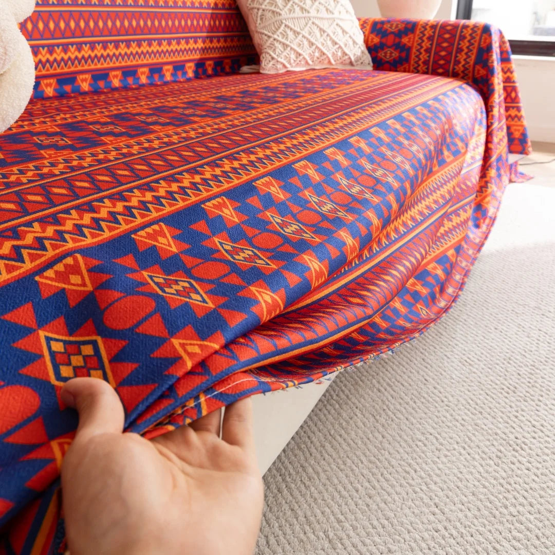 Bohemian Printed Sofa Cover | Soft, Pet Friendly Living Room Protector