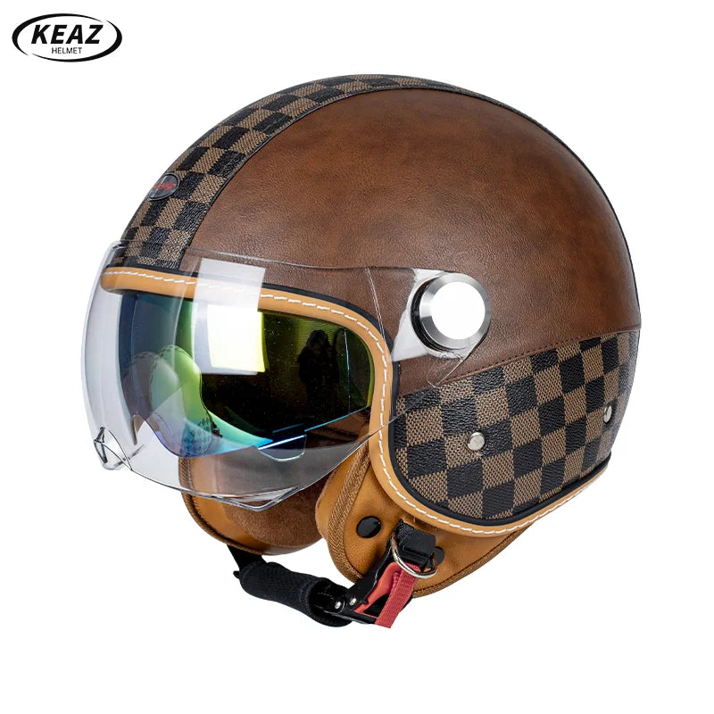 Stylish Yellow Leopard Print Open Face Motorcycle Helmet