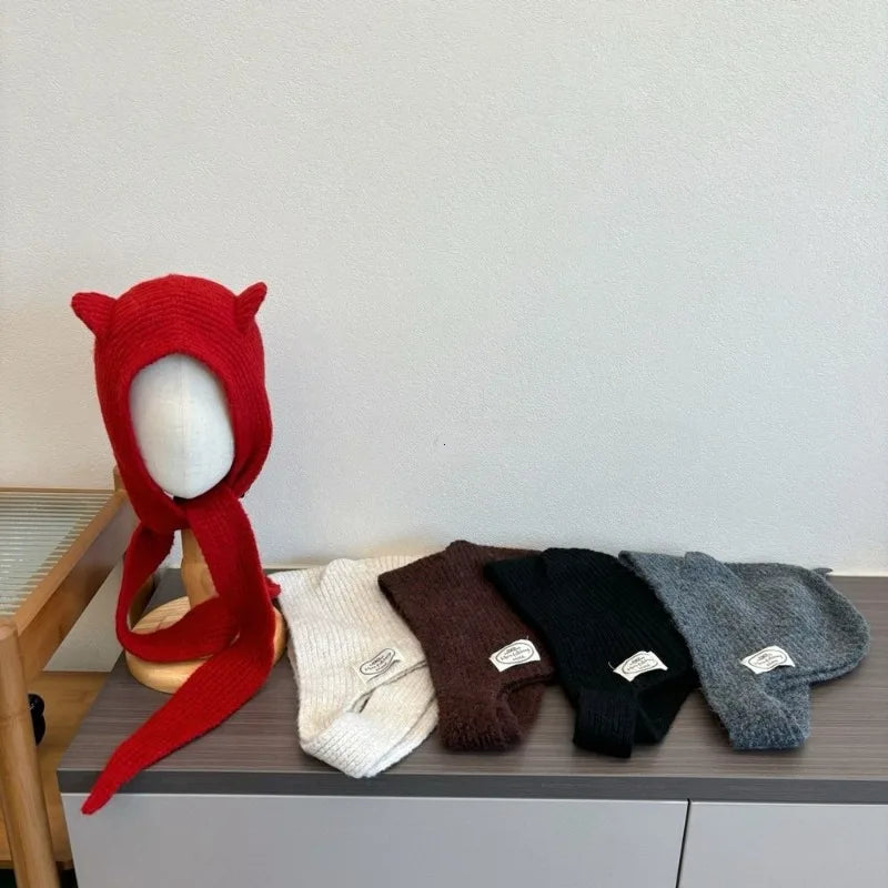Women's Knitted Balaclava Hat | Warm Autumn Winter Scarf Beanie