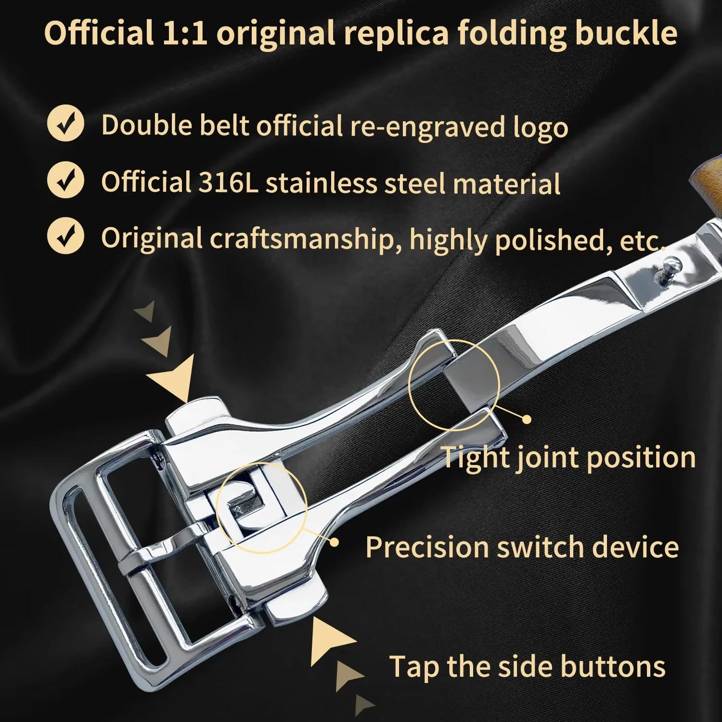 High Quality Genuine Leather Watch Band | Deployment Buckle Strap
