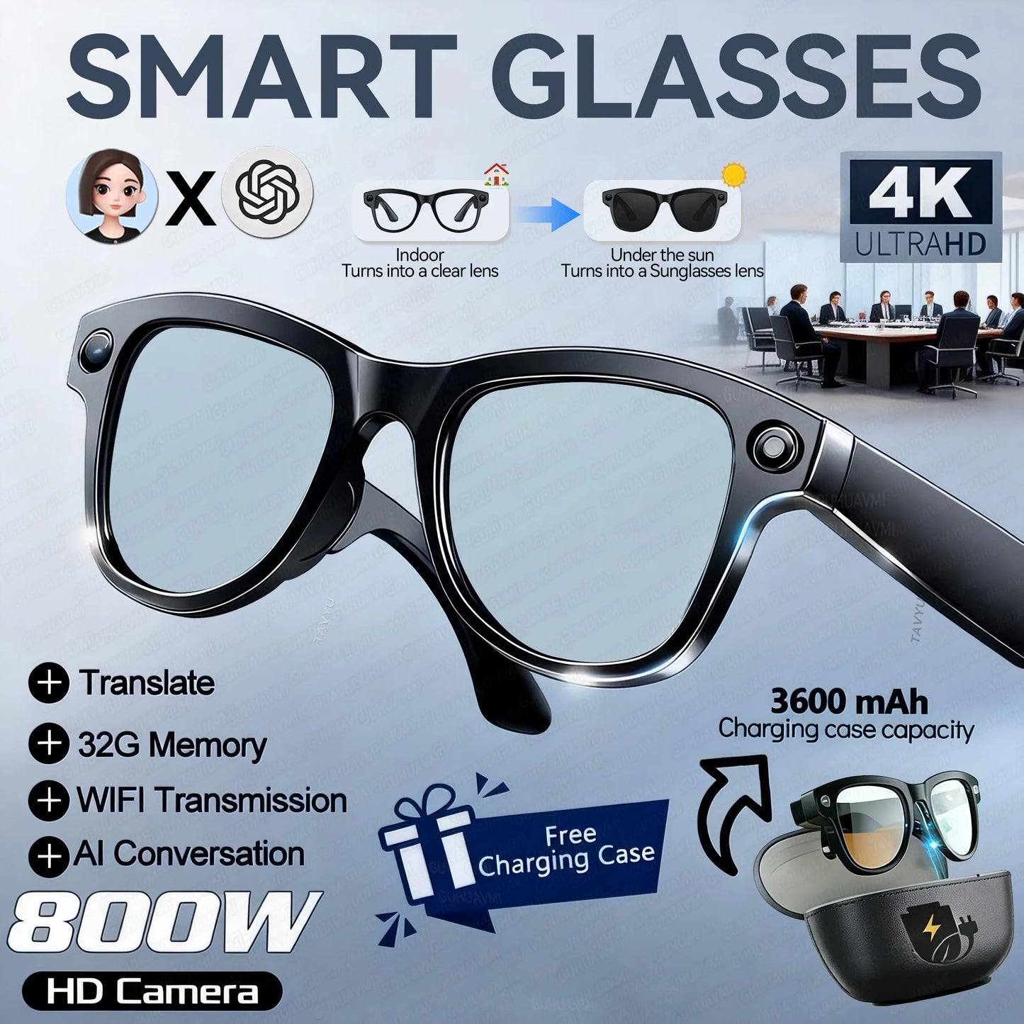 Large Capacity Smart Glasses with Translation & Recording Features
