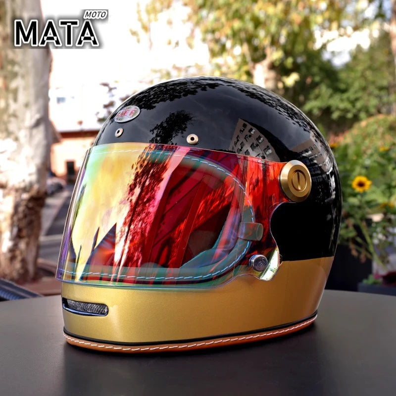 Vintage Full Face Moto Helmet | Retro Style Motorcycle Safety Gear