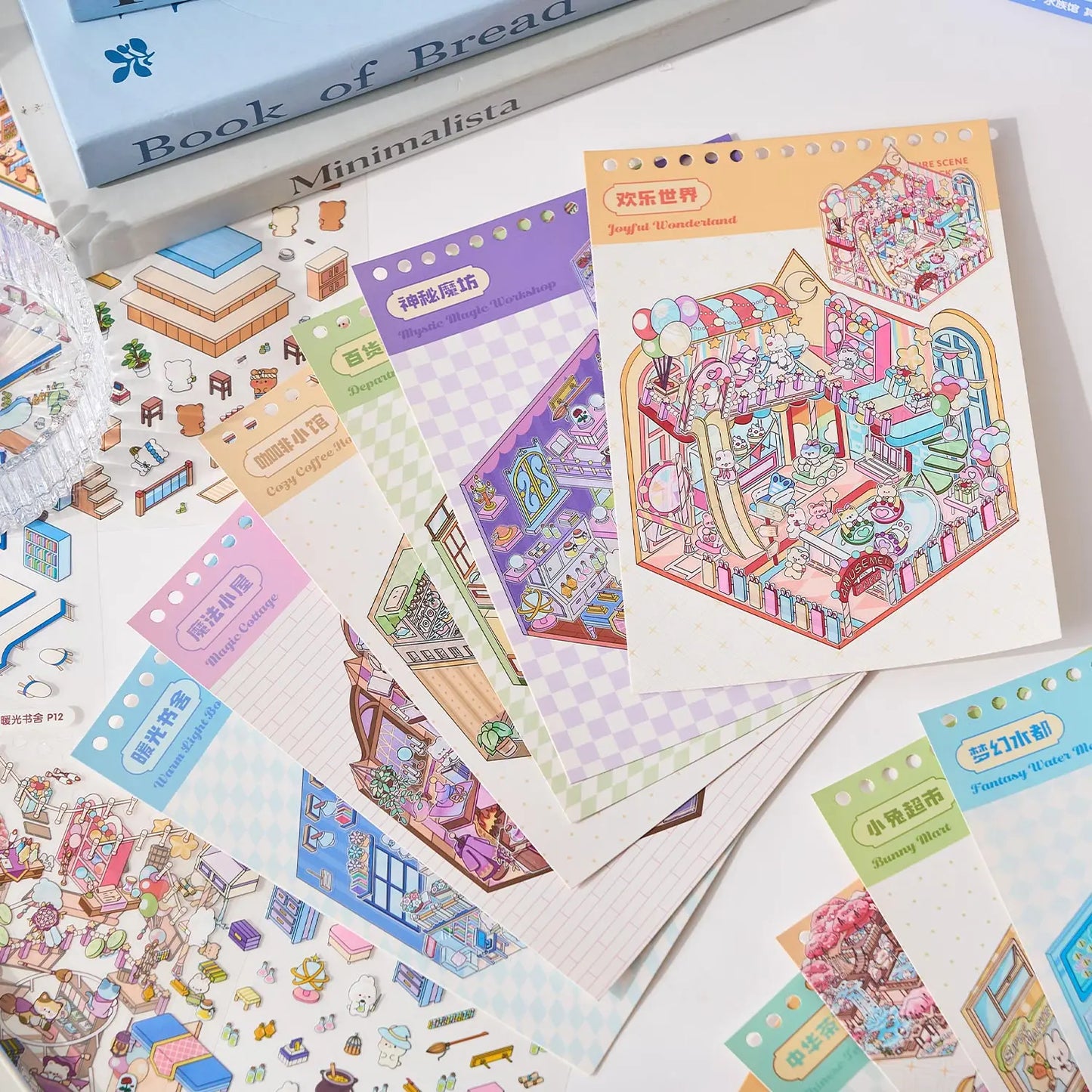 49pcs Business Town Mini 3D Sticker Book | Creative DIY Decor