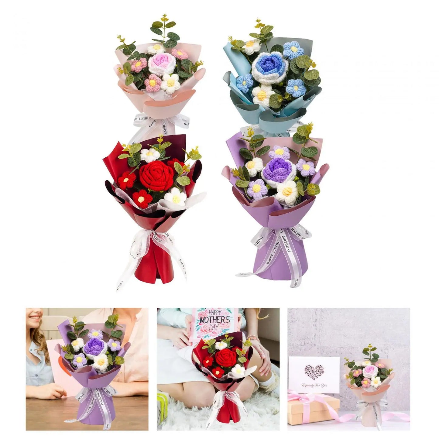 Ramo de Flores Tejidas | Regalo Único de Crochet para el Hogar