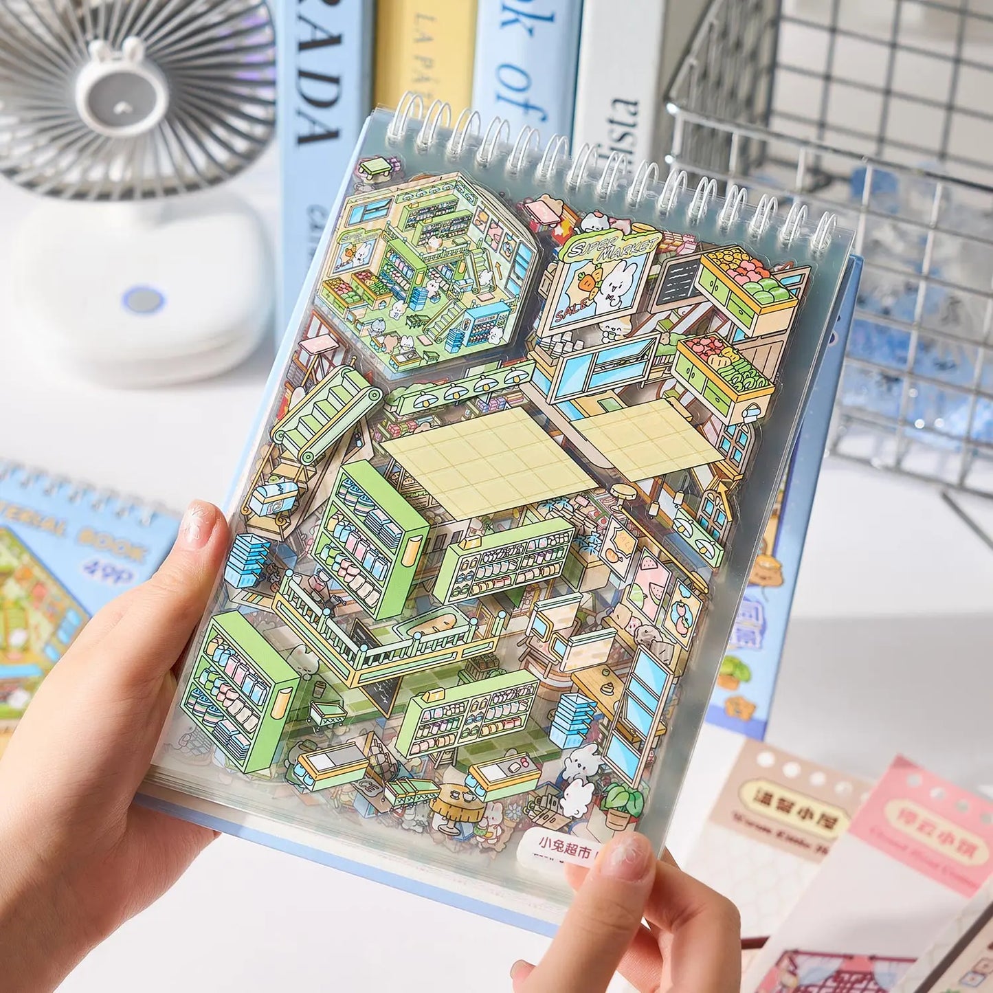49pcs Business Town Mini 3D Sticker Book | Creative DIY Decor