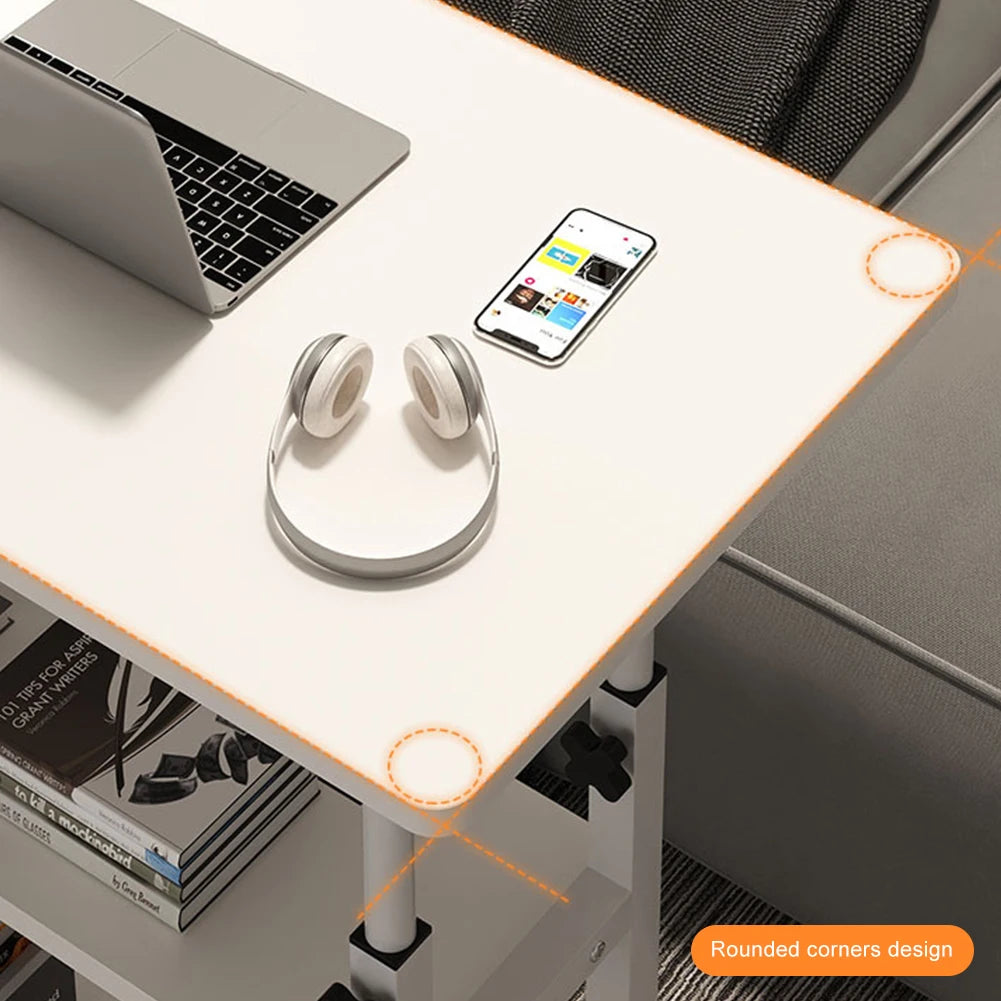 Height Adjustable Movable Office Desk with Storage Shelf