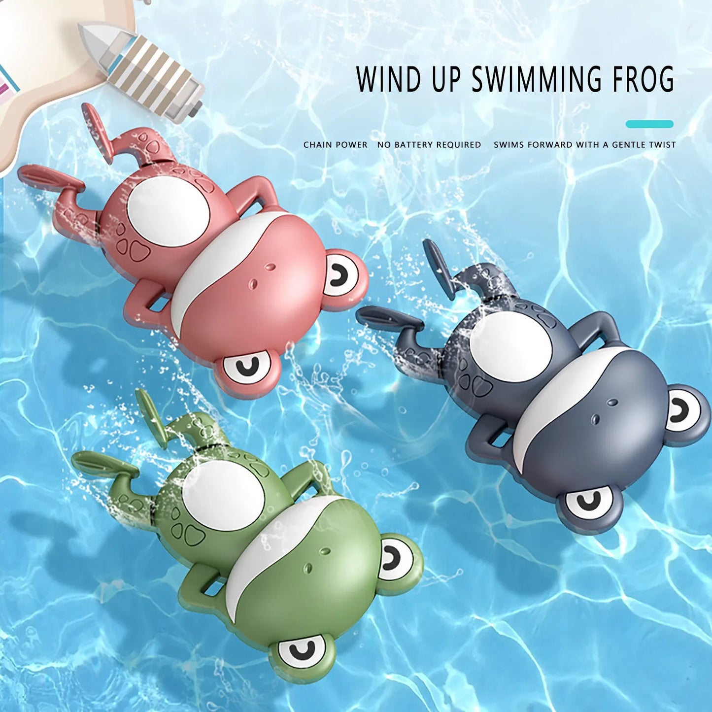 Cute Baby Bath Toys | Fun Frogs Clockwork Swimming Toy