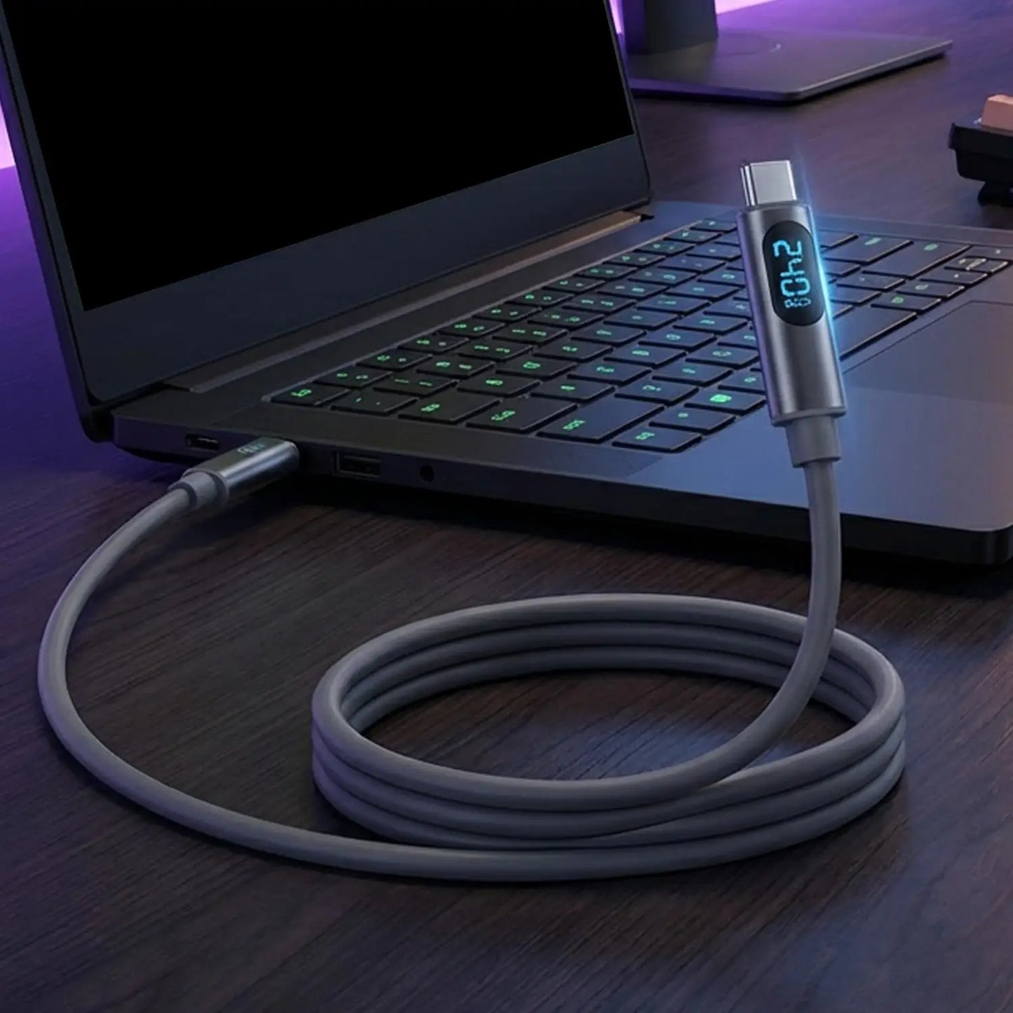 USB C To Type-C Charger Cable 240W High-speed Quick Charging LED Digital Display Data Line for IPhone 17 Samsung Xiaomi Huawei
