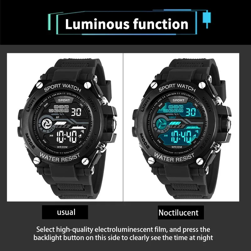 Men's Waterproof Sports Watch | Multifunctional Digital Military Design