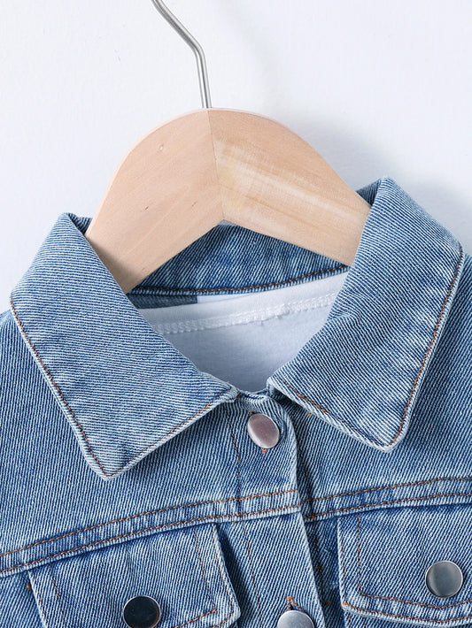 Chaqueta de mezclilla para niños con cuello | Prenda cómoda para el uso diario