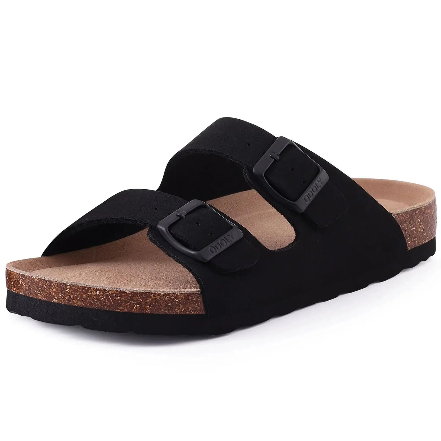 Women's Adjustable Buckle Cork Clogs | Comfortable Suede Slippers