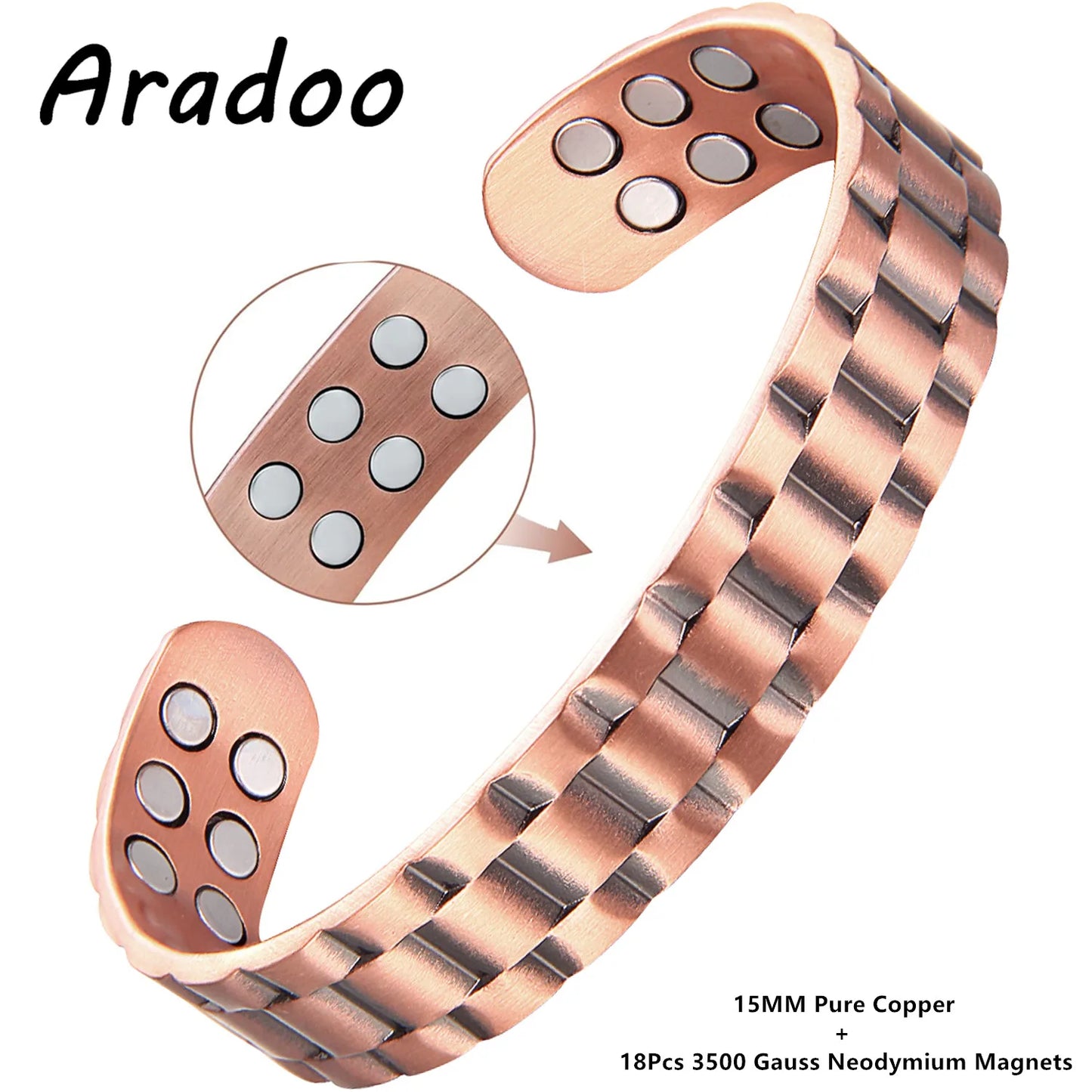 Vintage Floral Pure Copper Cuff Bracelet | Magnetic Therapy Bangle