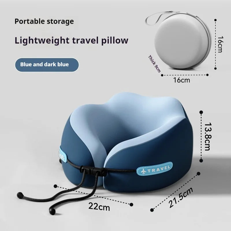 Portable Memory Foam Travel Neck Pillow — U-Shape Comfort Support Cushion for Airplane, Office & Home Rest