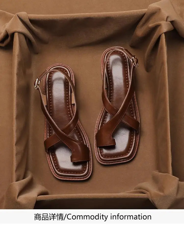 Women's Retro French Style Buckle Sandals | Comfort & Style