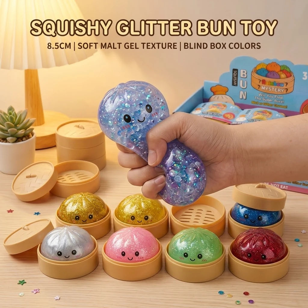 Realistic Giant Dumpling Squishy, Bamboo Steamer Food Squeeze Toy, Slow Rebound Dough Ball, Aesthetic Desk Fidget Toy New