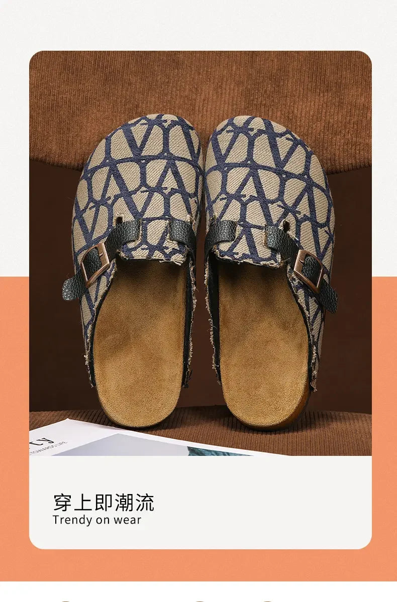 Four Seasons Classic Cork Closed Toe Shoes Versatile Soft Sole Unisex Outdoor Beach Casual Comfort Daily Slippers