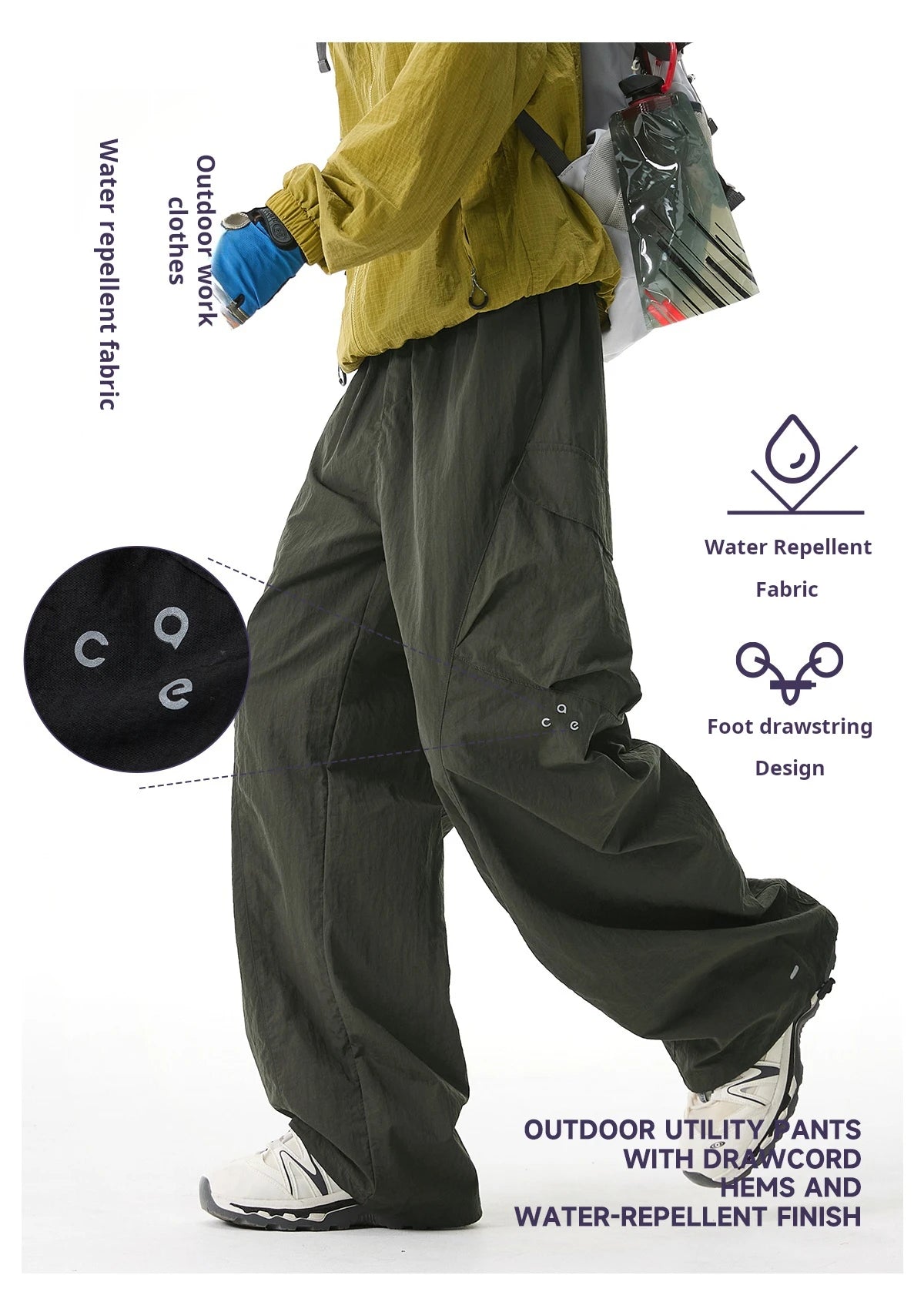 Men's Water-Resistant Cargo Pants | Oversized Utility Trousers