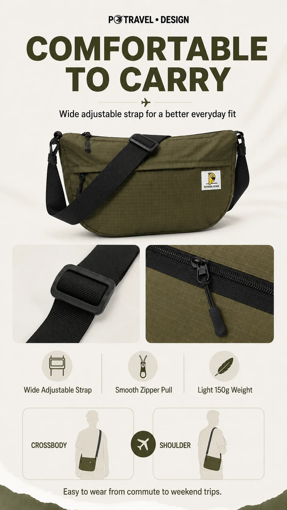 Unisex Casual Crossbody Bag | Large Capacity Fashion Handbag