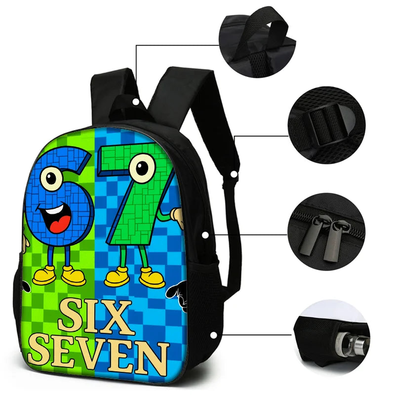 3pcs Cartoon Number Print Backpack Set | Lightweight School Bags