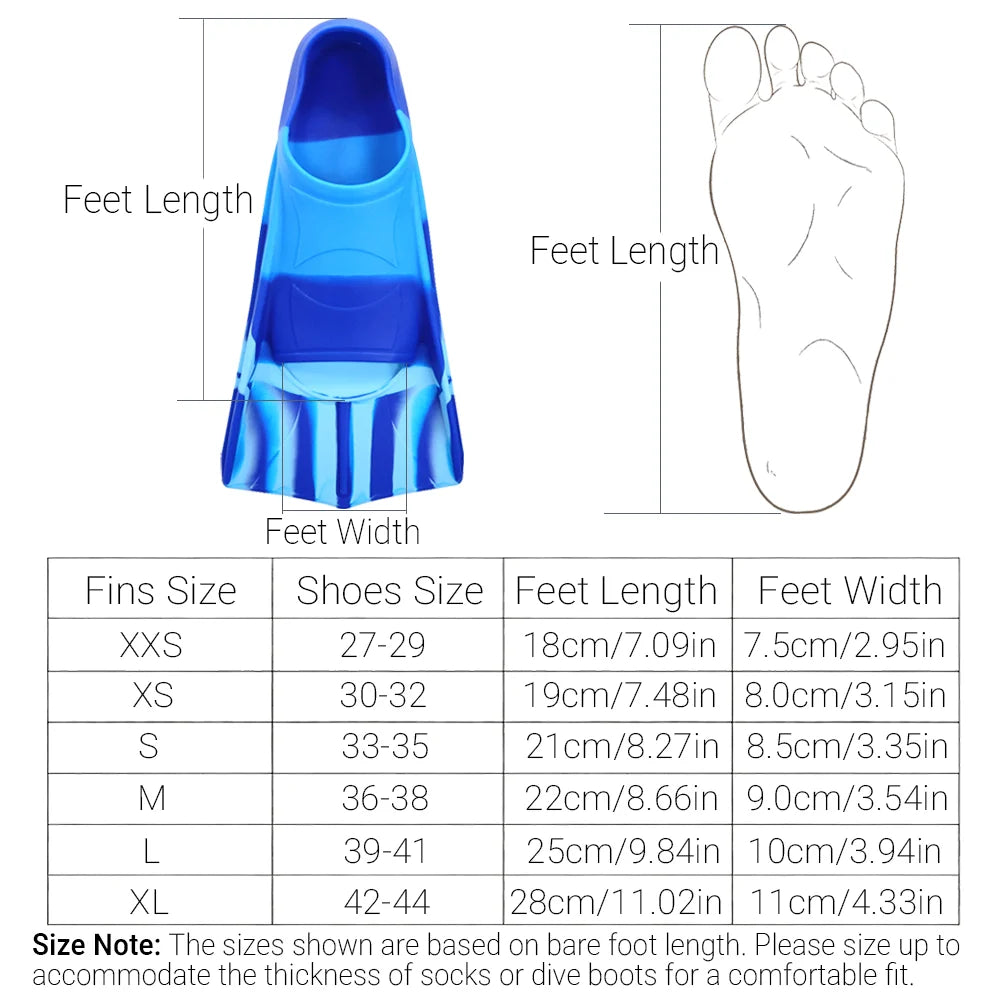 Professional Short Diving Fins for Enhanced Swim Training