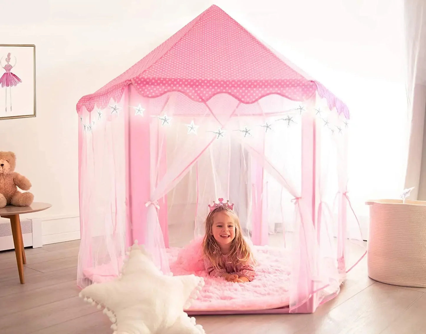 Portable Kids Toy Tipi Tent | Charming Pink Playhouse for Girls