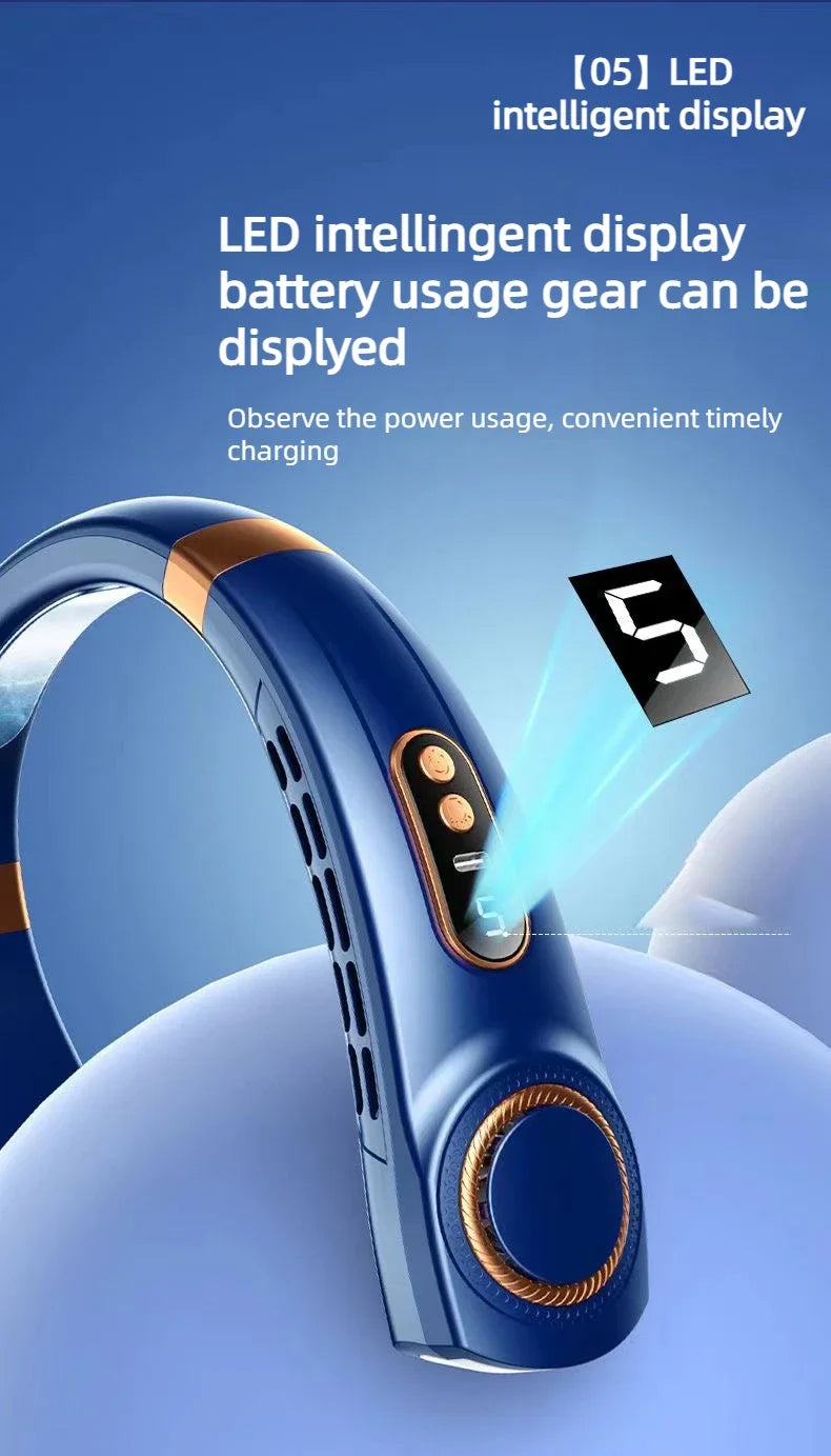 Portable Hands-Free Neck Fan with LED Cooling Plates | USB Rechargeable