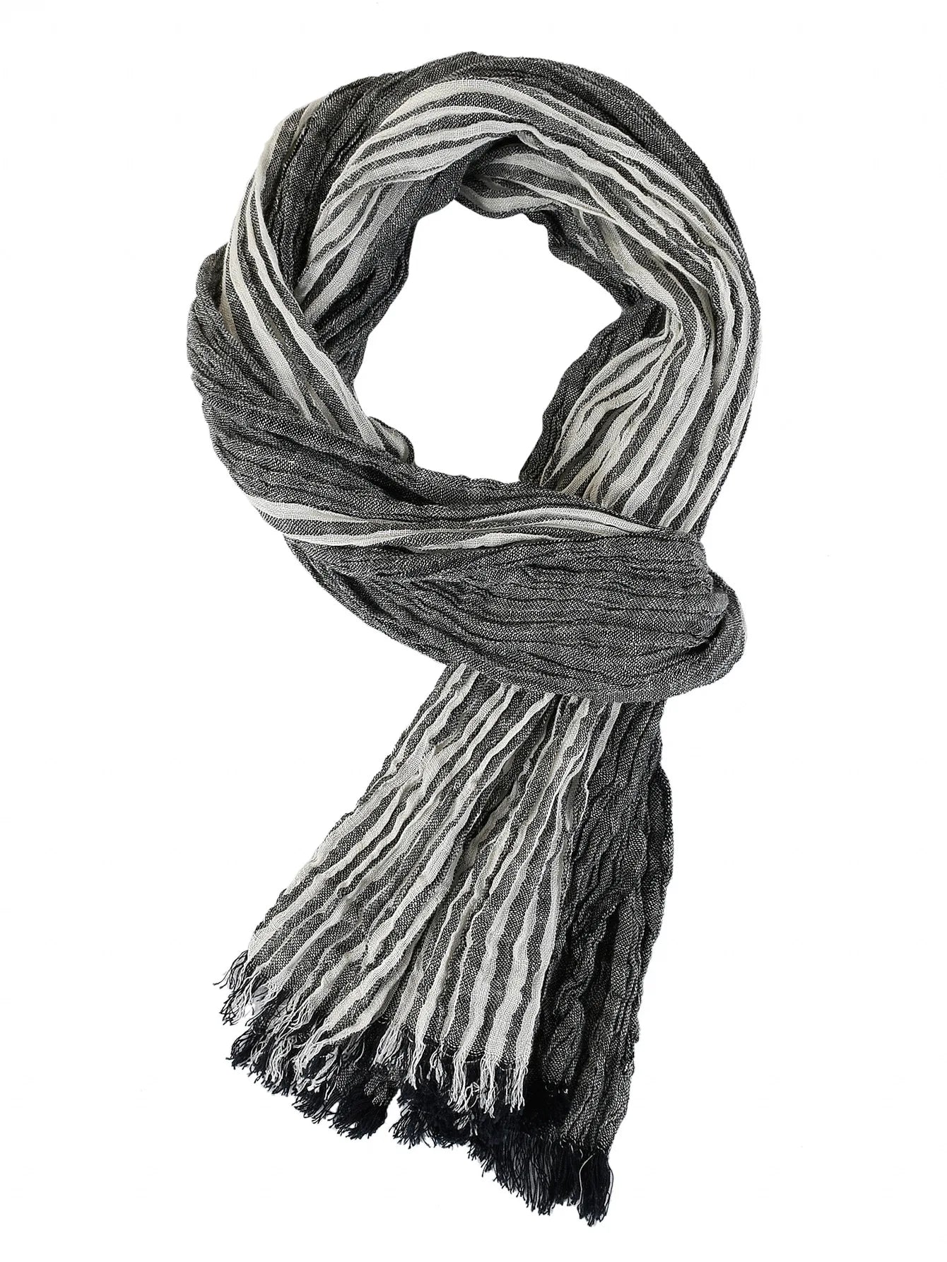 Fashionable Men's Cotton Linen Scarf | Warm Striped Neckerchief