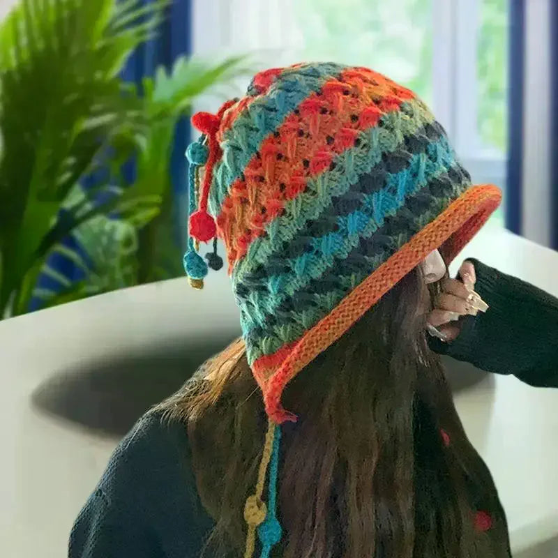 Women's Cute Bear Plush Knitted Hat | Cozy Winter Beanie