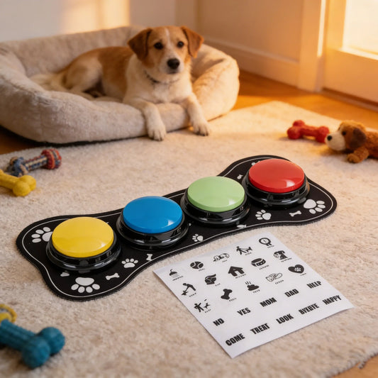 Paquete de 4 botones de comunicación para perros | Juguetes interactivos para el adiestramiento de mascotas