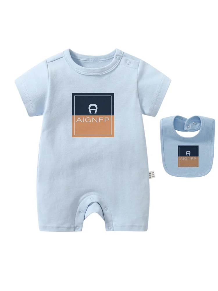 Colorful Newborn Baby Boys Rompers & Bib Scarf Set | Summer Style