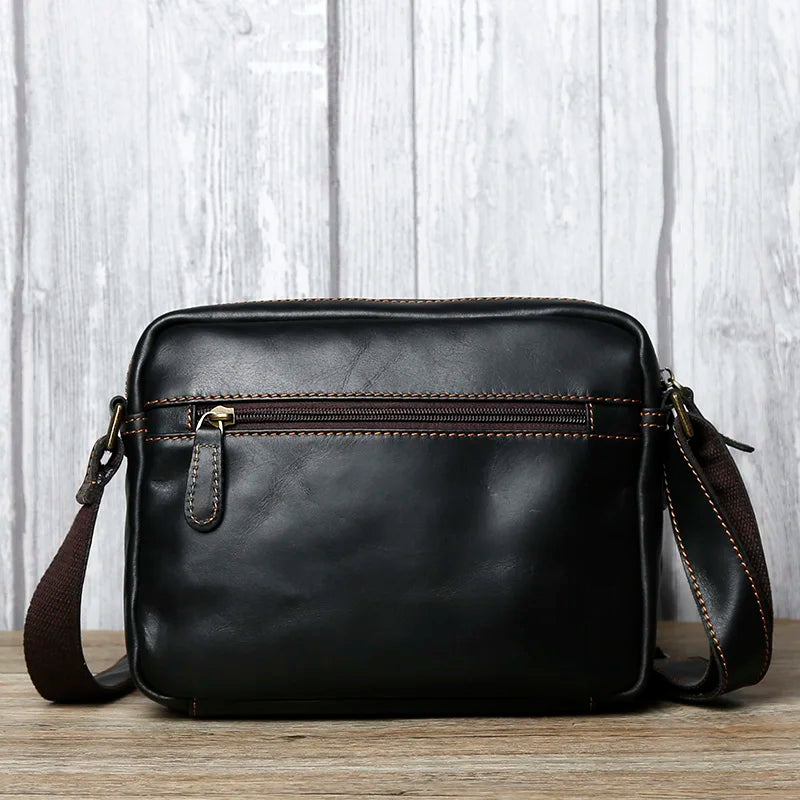 Handmade Crazy Horse Leather Crossbody Small Backpack for Men