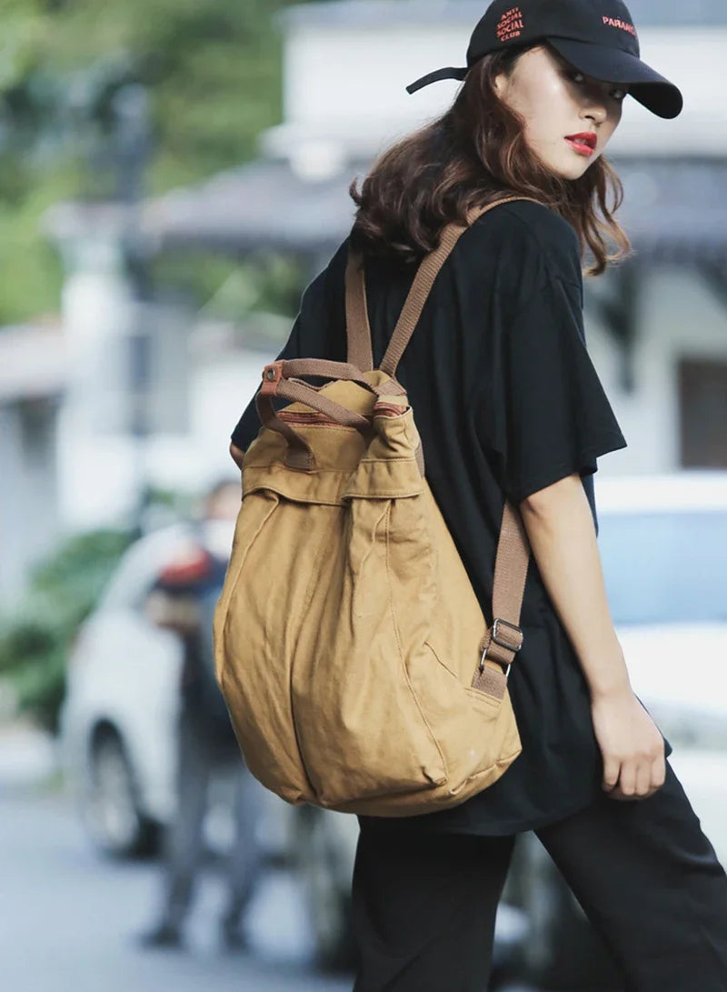 Large Capacity Retro Canvas Backpack for Women | Stylish School Bag