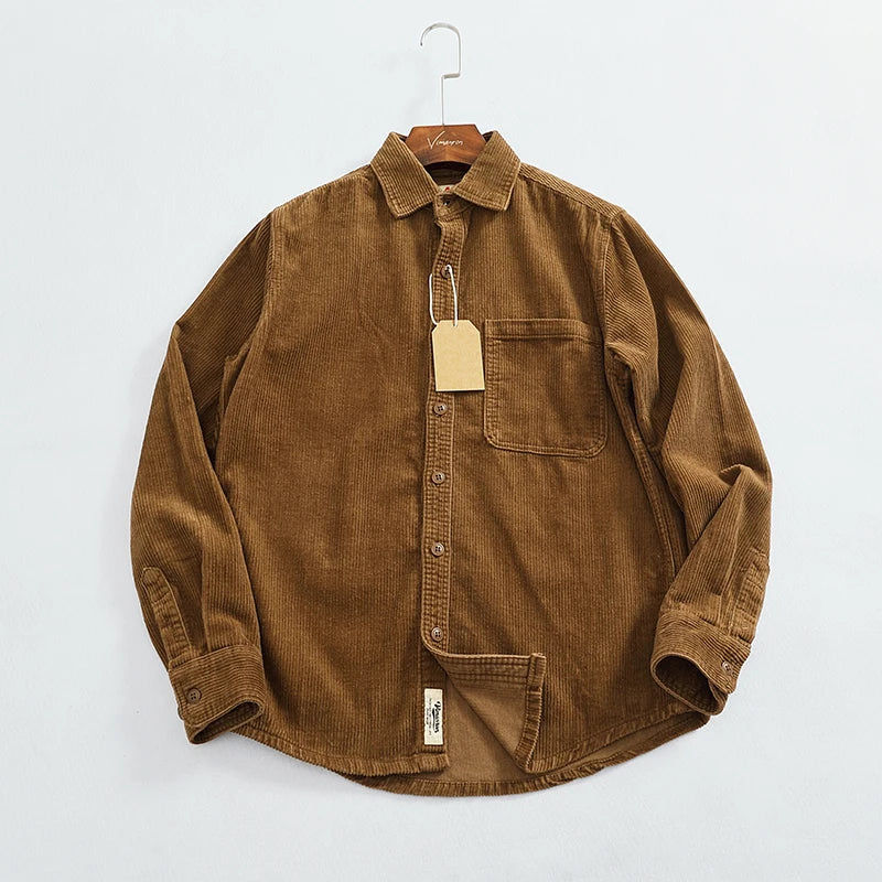 Men's Chunky Corduroy Long Sleeve Shirt | Stylish Autumn Essential