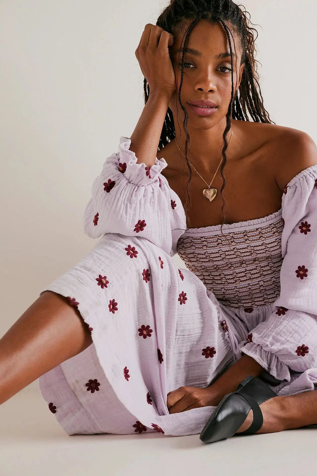 Boho Floral Embroidery Maxi Dress for Women | Casual Fashion