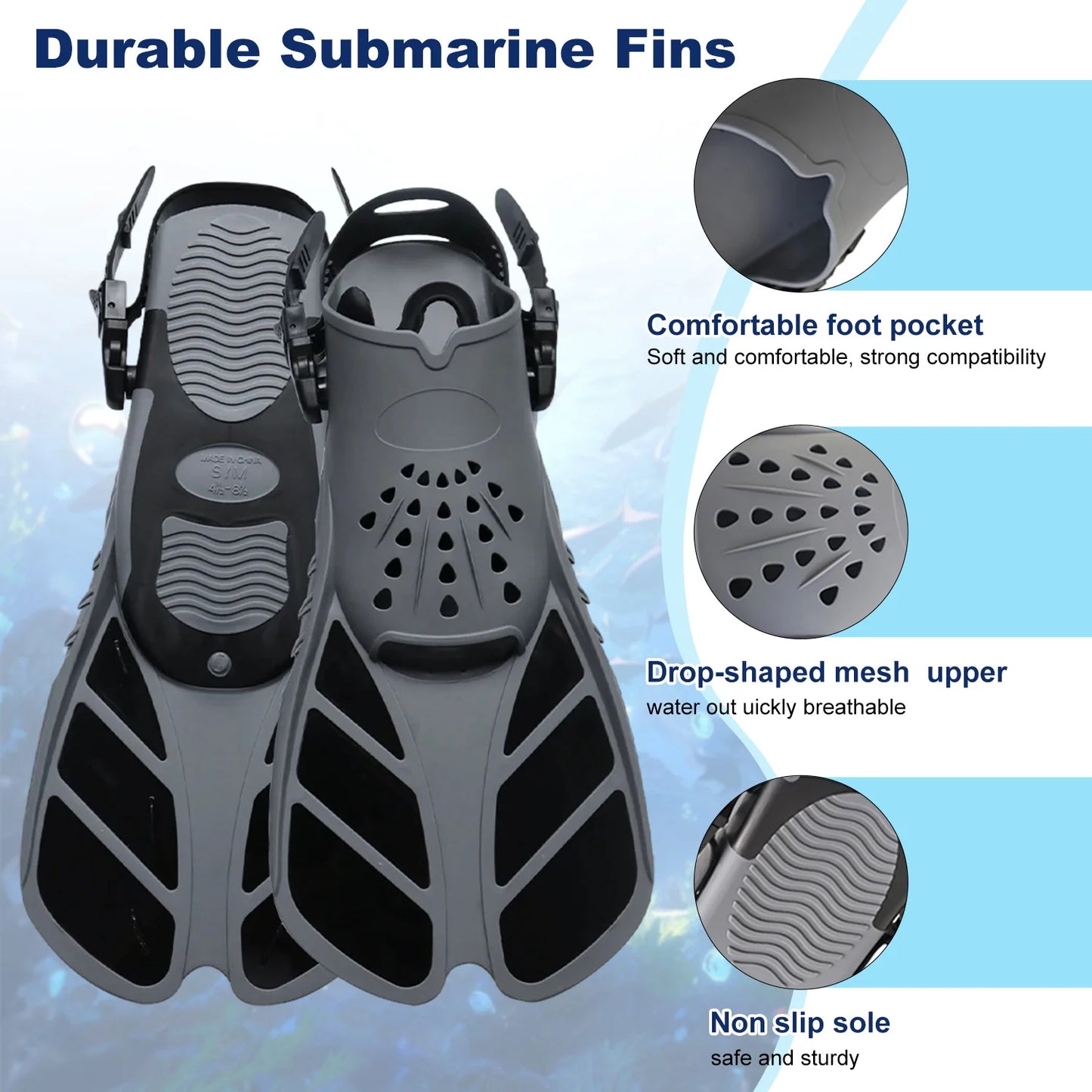 Adjustable Snorkel Fins | Lightweight Swimming Flippers for Adults