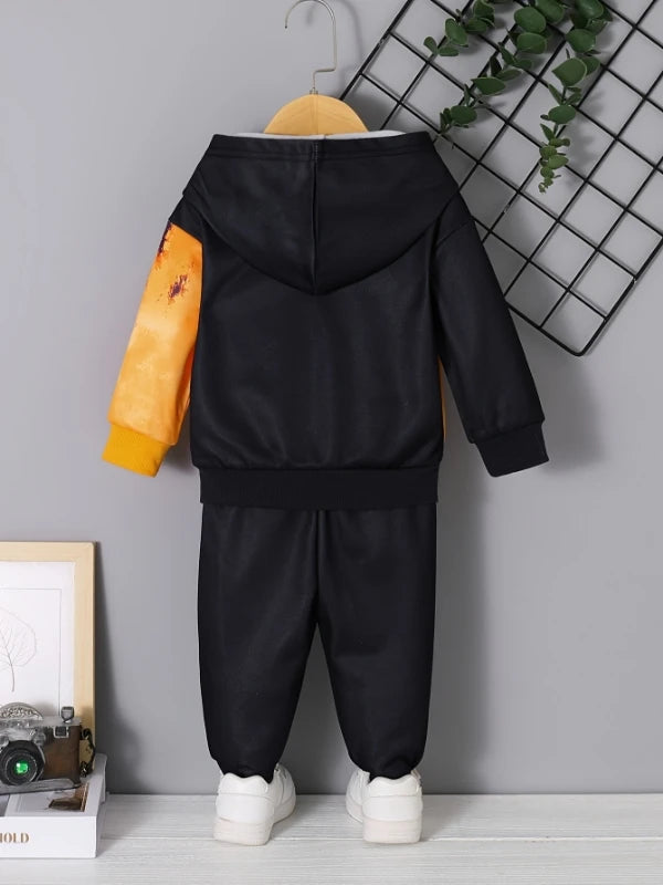 Boys Color Block Hoodie Set | Trendy Autumn/Winter Outfit