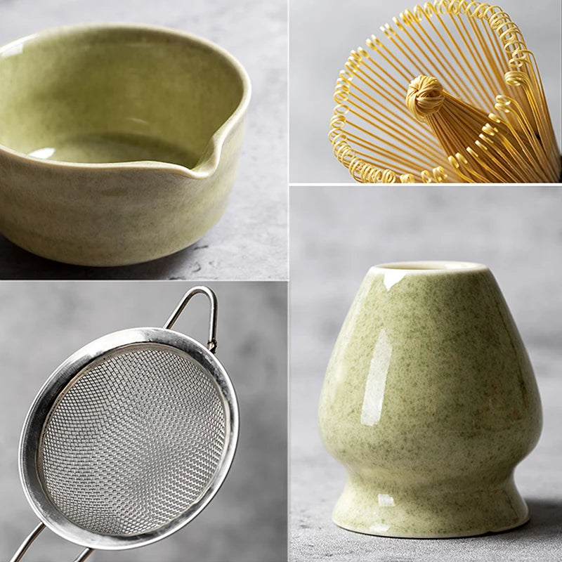 Juego completo de té Matcha con batidor de bambú y accesorios